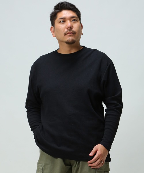 B&T CLUB(ビーティークラブ)の「ワッフル ロング Tシャツ(Tシャツ/カットソー・メンズ・カーキ/ブラック/グレー/ホワイト/ネイビー・X4(8L~9L)/X5(9L~10L)/X2(4L~5L)/X1(3L~4L)/X3(6L~7L))」の2枚目の写真