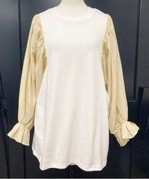 UP START（アップスタート）の「Strawberry Vally 16/-天竺空紡糸/キャリコ 切替　袖ボリューム プルオーバー（Tシャツ/カットソー）」