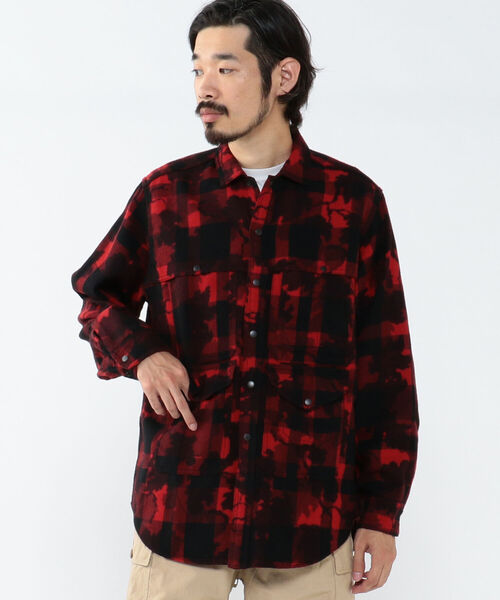 BEAMS PLUS（ビームスプラス）の「BEAMS PLUS / ウール チェック カモフラージュプリント アドベンチャーシャツ モディファイ（シャツ/ブラウス・メンズ・レッド/ホワイト・SMALL/MEDIUM/LARGE/X-LARGE）」の10枚目の写真