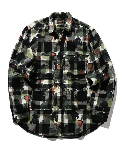 BEAMS PLUS（ビームスプラス）の「BEAMS PLUS / ウール チェック カモフラージュプリント アドベンチャーシャツ モディファイ（シャツ/ブラウス・メンズ・レッド/ホワイト・SMALL/MEDIUM/LARGE/X-LARGE）」の11枚目の写真