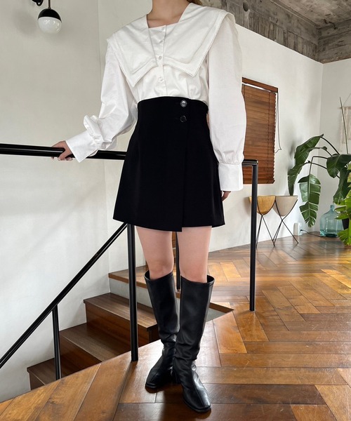 one after another NICE CLAUP（ワンアフターアナザーナイスクラップ）の「フレンチガーリーなスタイリングにおすすめ。ビックカラーブラウス（シャツ/ブラウス・レディース・ブラック系その他/オフホワイト/ベージュ系その他・FREE）」の5枚目の写真