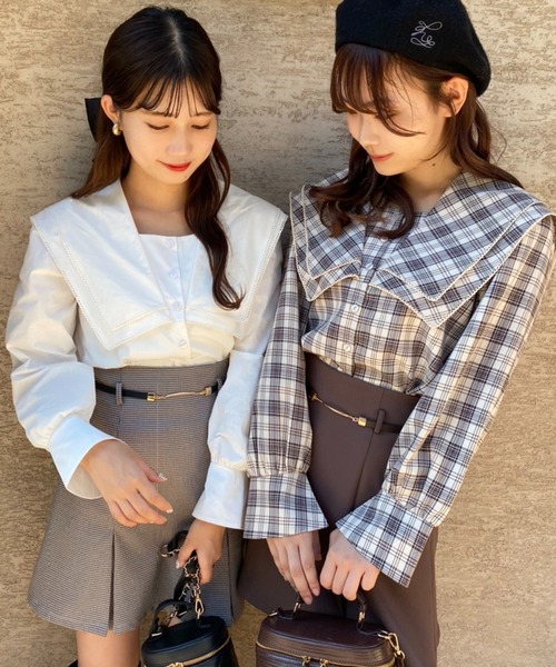 one after another NICE CLAUP（ワンアフターアナザーナイスクラップ）の「フレンチガーリーなスタイリングにおすすめ。ビックカラーブラウス（シャツ/ブラウス・レディース・ブラック系その他/オフホワイト/ベージュ系その他・FREE）」の22枚目の写真