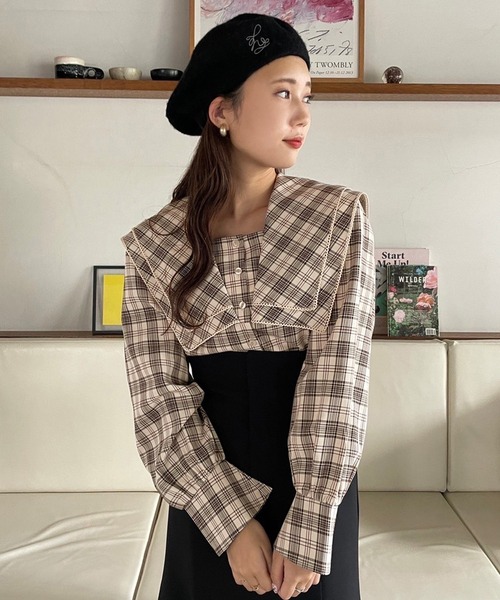 one after another NICE CLAUP（ワンアフターアナザーナイスクラップ）の「フレンチガーリーなスタイリングにおすすめ。ビックカラーブラウス（シャツ/ブラウス・レディース・ブラック系その他/オフホワイト/ベージュ系その他・FREE）」の16枚目の写真