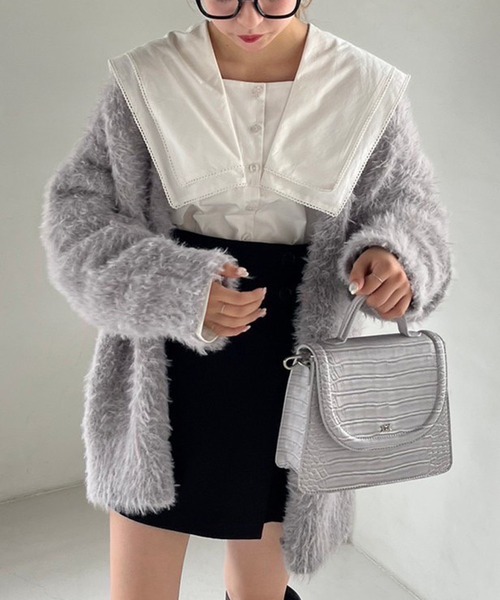 one after another NICE CLAUP（ワンアフターアナザーナイスクラップ）の「フレンチガーリーなスタイリングにおすすめ。ビックカラーブラウス（シャツ/ブラウス・レディース・ブラック系その他/オフホワイト/ベージュ系その他・FREE）」の8枚目の写真