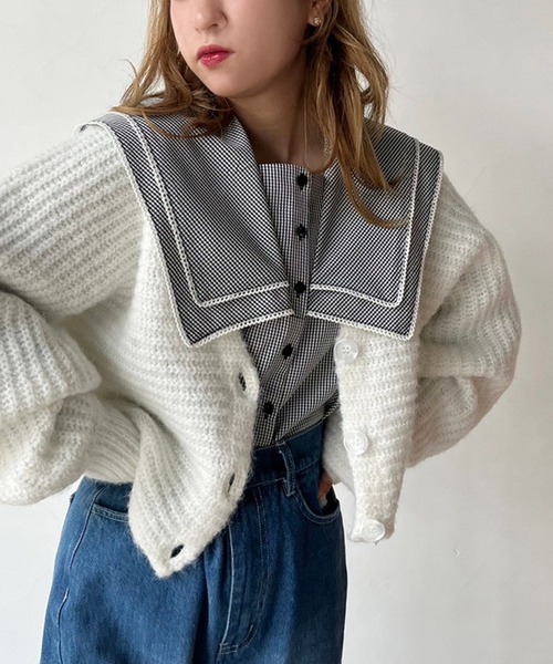 one after another NICE CLAUP（ワンアフターアナザーナイスクラップ）の「フレンチガーリーなスタイリングにおすすめ。ビックカラーブラウス（シャツ/ブラウス・レディース・ブラック系その他/オフホワイト/ベージュ系その他・FREE）」の13枚目の写真