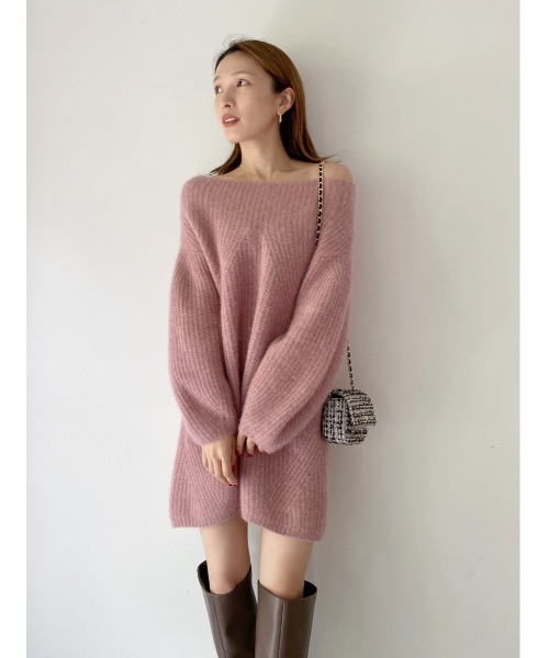 SNIDEL（スナイデル）の「ラクーンミニニットワンピース（ワンピース・レディース・アイボリー/ブラウン/ピンク/イエロー・FREE）」の5枚目の写真