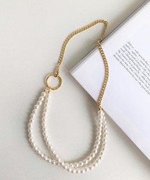 Q | パール×チェーンハーフネックレス(ネックレス)