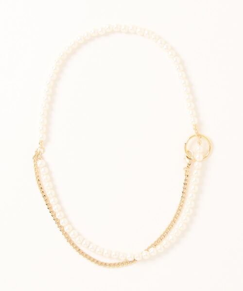 Q(キュー)の「パール×チェーンハーフネックレス(ネックレス・レディース・シルバー/ゴールド・ONE SIZE)」の4枚目の写真