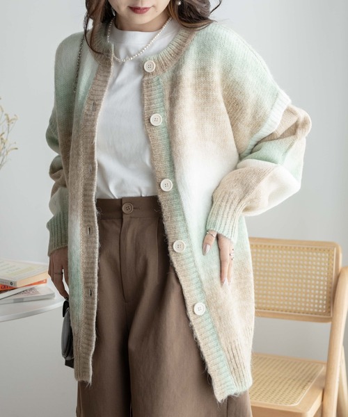 WEGO(ウィゴー)の「WEGO/マルチWAYグラデーションBIGカーディガン(カーディガン/ボレロ・レディース・ピンク/グリーン/グリーン系その他・FREE)」の15枚目の写真