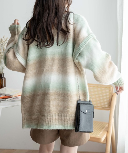 WEGO(ウィゴー)の「WEGO/マルチWAYグラデーションBIGカーディガン(カーディガン/ボレロ・レディース・ピンク/グリーン/グリーン系その他・FREE)」の18枚目の写真