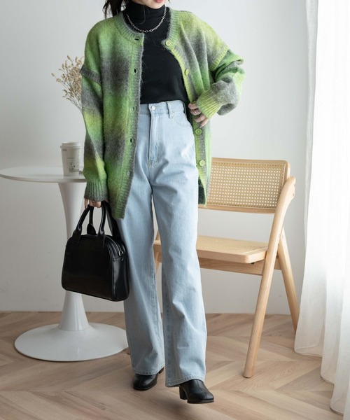 WEGO(ウィゴー)の「WEGO/マルチWAYグラデーションBIGカーディガン(カーディガン/ボレロ・レディース・ピンク/グリーン/グリーン系その他・FREE)」の4枚目の写真