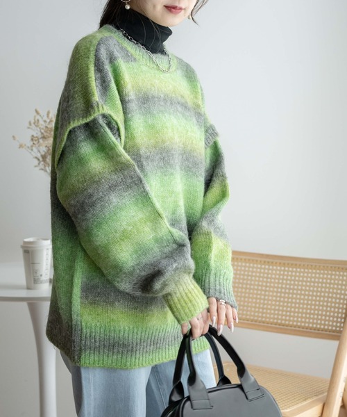 WEGO(ウィゴー)の「WEGO/マルチWAYグラデーションBIGカーディガン(カーディガン/ボレロ・レディース・ピンク/グリーン/グリーン系その他・FREE)」の9枚目の写真