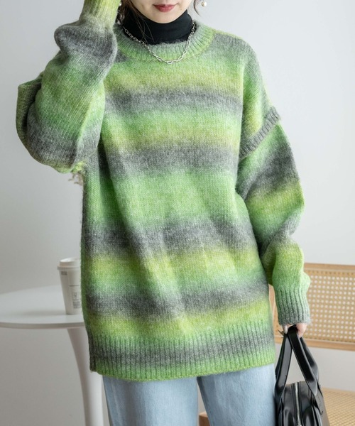 WEGO(ウィゴー)の「WEGO/マルチWAYグラデーションBIGカーディガン(カーディガン/ボレロ・レディース・ピンク/グリーン/グリーン系その他・FREE)」の10枚目の写真