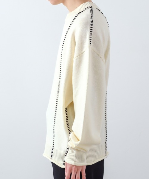 improves（インプローブス）の「【improves】ハンドステッチ クルーネック ニット（ニット/セーター・メンズ・ホワイト/ターコイズブルー/ブラック/パープル・LARGE/MEDIUM）」の6枚目の写真