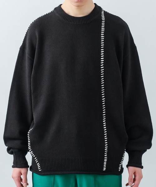 improves（インプローブス）の「【improves】ハンドステッチ クルーネック ニット（ニット/セーター・メンズ・ホワイト/ターコイズブルー/ブラック/パープル・LARGE/MEDIUM）」の8枚目の写真