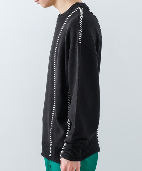 improves（インプローブス）の「【improves】ハンドステッチ クルーネック ニット（ニット/セーター・メンズ・ホワイト/ターコイズブルー/ブラック/パープル・LARGE/MEDIUM）」の9枚目の写真