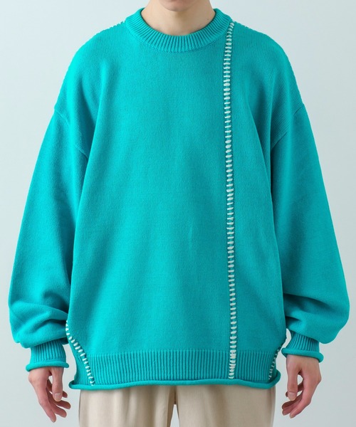 improves（インプローブス）の「【improves】ハンドステッチ クルーネック ニット（ニット/セーター・メンズ・ホワイト/ターコイズブルー/ブラック/パープル・LARGE/MEDIUM）」の11枚目の写真