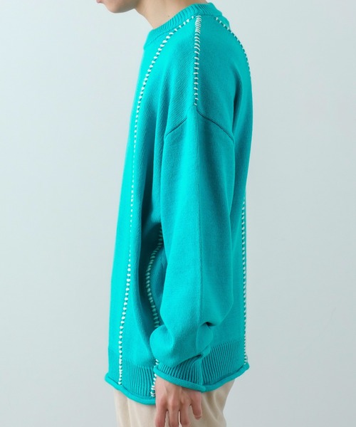 improves（インプローブス）の「【improves】ハンドステッチ クルーネック ニット（ニット/セーター・メンズ・ホワイト/ターコイズブルー/ブラック/パープル・LARGE/MEDIUM）」の12枚目の写真