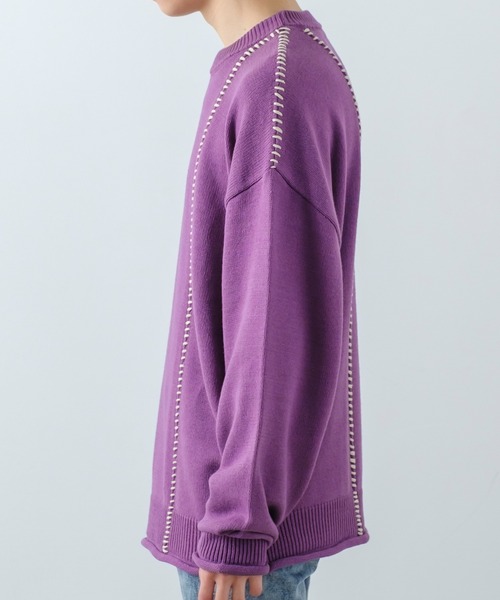 improves（インプローブス）の「【improves】ハンドステッチ クルーネック ニット（ニット/セーター・メンズ・ホワイト/ターコイズブルー/ブラック/パープル・LARGE/MEDIUM）」の15枚目の写真