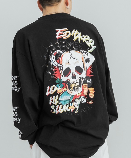 Ed Hardy(エドハーディー)の「エドハーディー オーバーサイズ グラフィックプリントロンT(Tシャツ/カットソー・メンズ・ダークグリーン/ブラック/ホワイト/パープル/ホワイト系/ブラック系・M/L)」の4枚目の写真