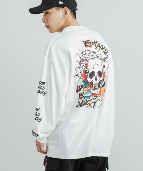 Ed Hardy(エドハーディー)の「エドハーディー オーバーサイズ グラフィックプリントロンT(Tシャツ/カットソー・メンズ・ダークグリーン/ブラック/ホワイト/パープル/ホワイト系/ブラック系・M/L)」の7枚目の写真