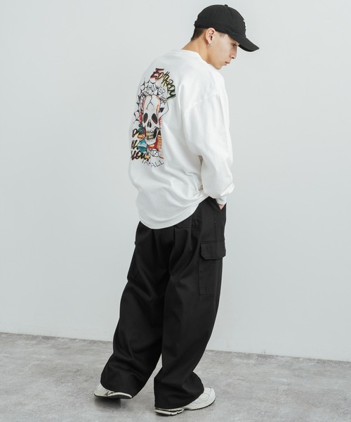 Ed Hardy(エドハーディー)の「エドハーディー オーバーサイズ グラフィックプリントロンT(Tシャツ/カットソー・メンズ・ダークグリーン/ブラック/ホワイト/パープル/ホワイト系/ブラック系・M/L)」の9枚目の写真