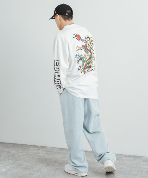 Ed Hardy(エドハーディー)の「エドハーディー オーバーサイズ グラフィックプリントロンT(Tシャツ/カットソー・メンズ・ダークグリーン/ブラック/ホワイト/パープル/ホワイト系/ブラック系・M/L)」の13枚目の写真