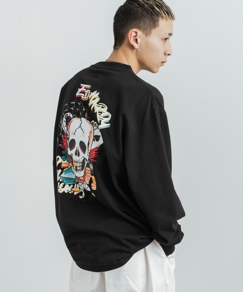 Ed Hardy(エドハーディー)の「エドハーディー オーバーサイズ グラフィックプリントロンT(Tシャツ/カットソー・メンズ・ダークグリーン/ブラック/ホワイト/パープル/ホワイト系/ブラック系・M/L)」の15枚目の写真