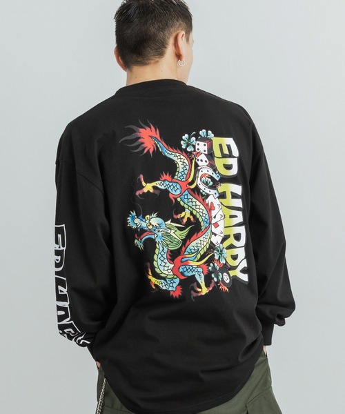 Ed Hardy(エドハーディー)の「エドハーディー オーバーサイズ グラフィックプリントロンT(Tシャツ/カットソー・メンズ・ダークグリーン/ブラック/ホワイト/パープル/ホワイト系/ブラック系・M/L)」の19枚目の写真