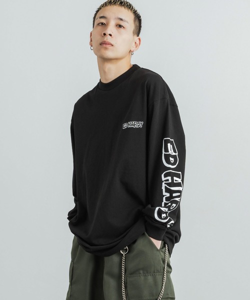 Ed Hardy(エドハーディー)の「エドハーディー オーバーサイズ グラフィックプリントロンT(Tシャツ/カットソー・メンズ・ダークグリーン/ブラック/ホワイト/パープル/ホワイト系/ブラック系・M/L)」の20枚目の写真