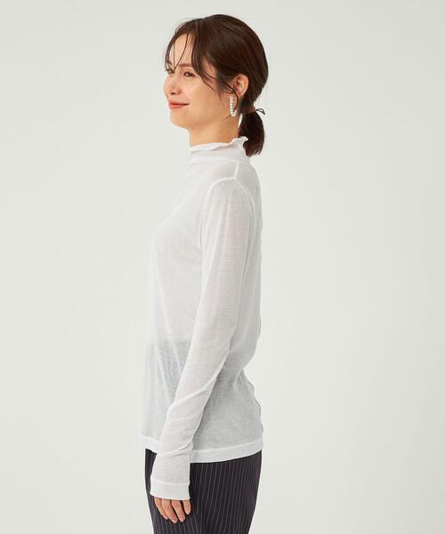 green label relaxing(グリーンレーベルリラクシング)の「シアー フライス タートル プルオーバー カットソー ②(Tシャツ/カットソー・レディース・モカ/ブラック/ホワイト/ダークグレー/クリーム・FREE)」の10枚目の写真
