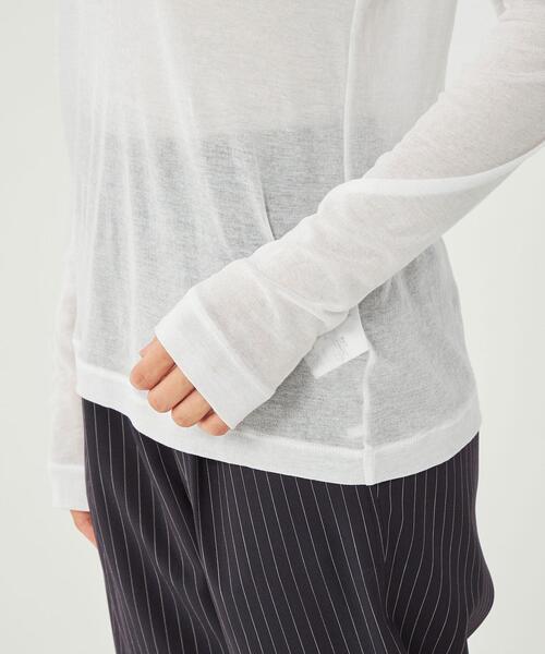 green label relaxing(グリーンレーベルリラクシング)の「シアー フライス タートル プルオーバー カットソー ②(Tシャツ/カットソー・レディース・モカ/ブラック/ホワイト/ダークグレー/クリーム・FREE)」の13枚目の写真