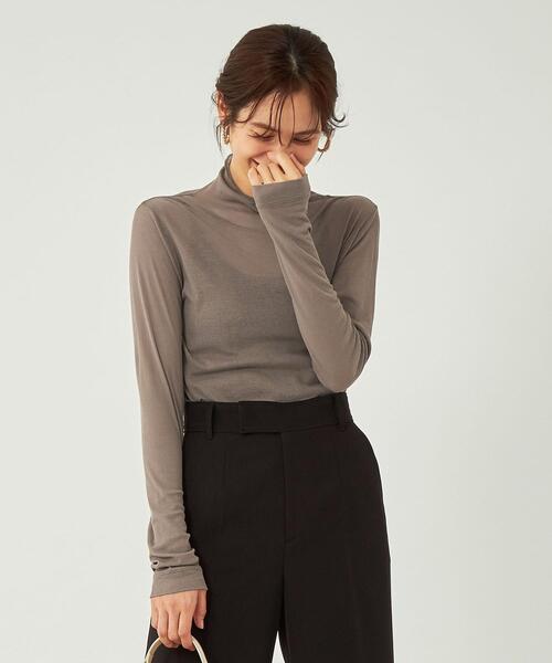 green label relaxing(グリーンレーベルリラクシング)の「シアー フライス タートル プルオーバー カットソー ②(Tシャツ/カットソー・レディース・モカ/ブラック/ホワイト/ダークグレー/クリーム・FREE)」の21枚目の写真