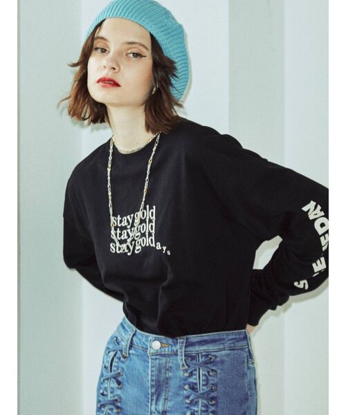 jouetie（ジュエティ）の「ミニロゴロンT（Tシャツ/カットソー・レディース・オフホワイト/ブラック・MEDIUM）」の2枚目の写真