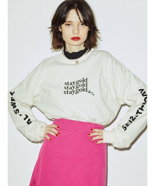 jouetie（ジュエティ）の「ミニロゴロンT（Tシャツ/カットソー・レディース・オフホワイト/ブラック・MEDIUM）」の3枚目の写真