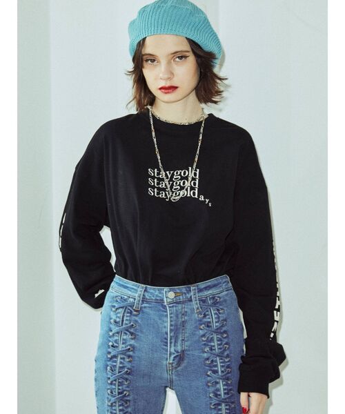 jouetie（ジュエティ）の「ミニロゴロンT（Tシャツ/カットソー・レディース・オフホワイト/ブラック・MEDIUM）」の5枚目の写真