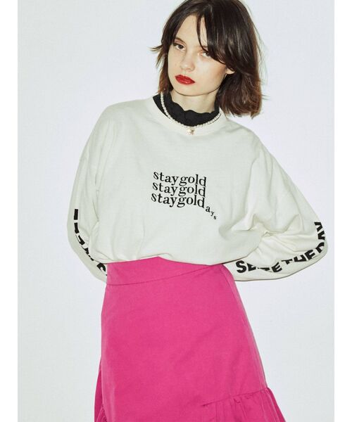 jouetie（ジュエティ）の「ミニロゴロンT（Tシャツ/カットソー・レディース・オフホワイト/ブラック・MEDIUM）」の11枚目の写真