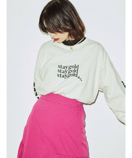 jouetie（ジュエティ）の「ミニロゴロンT（Tシャツ/カットソー・レディース・オフホワイト/ブラック・MEDIUM）」の12枚目の写真