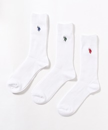 U.S. POLO ASSN.（ユーエスポロアッスン）の「U.S. POLO ASSN./ユーエスポロアッスン 白無地 刺繍 ソックス（ソックス/靴下・レディース）」