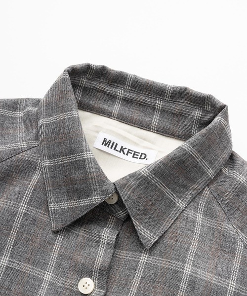 MILKFED.（ミルクフェド）の「PLAID TUNIC SHIRT（シャツ/ブラウス・レディース・ベージュ/ライトパープル/グレー・ONE SIZE）」の5枚目の写真