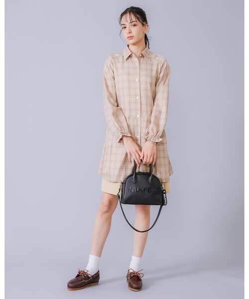 MILKFED.（ミルクフェド）の「PLAID TUNIC SHIRT（シャツ/ブラウス・レディース・ベージュ/ライトパープル/グレー・ONE SIZE）」の14枚目の写真