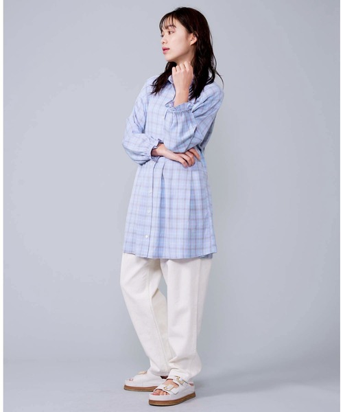 MILKFED.（ミルクフェド）の「PLAID TUNIC SHIRT（シャツ/ブラウス・レディース・ベージュ/ライトパープル/グレー・ONE SIZE）」の16枚目の写真