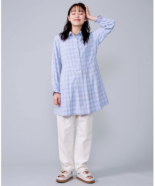 MILKFED.（ミルクフェド）の「PLAID TUNIC SHIRT（シャツ/ブラウス・レディース・ベージュ/ライトパープル/グレー・ONE SIZE）」の21枚目の写真