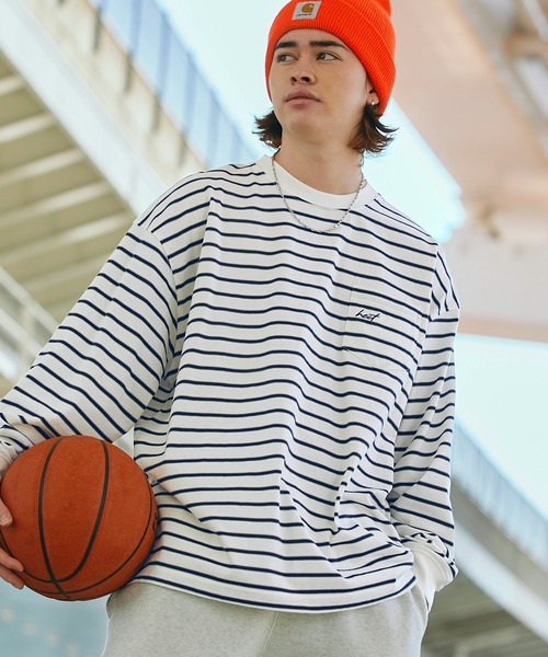 HECT】Big Border L/S Tee / ビッグシルエットボーダーロンT（T