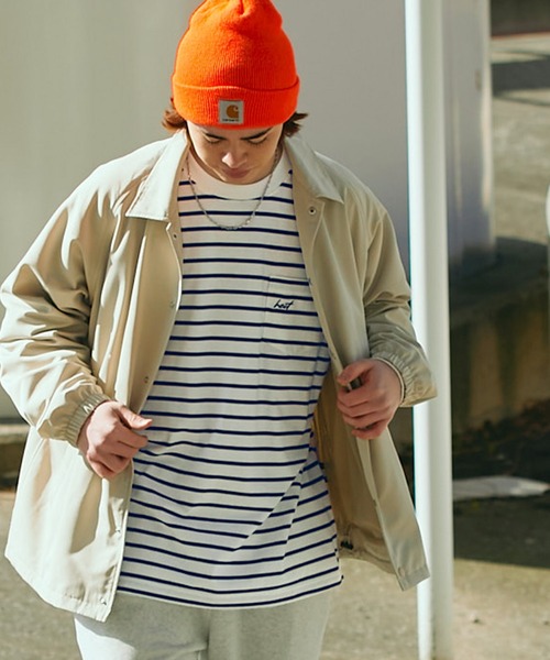 HECT（ヘクト）の「【HECT】Big Border L/S Tee / ビッグシルエットボーダーロンT（Tシャツ/カットソー・メンズ・ブラック/ネイビー/ホワイト/グリーン/ブラウン/チャコール/モカ/ブラック系/ホワイト系/ダークネイビー/ブルー/ベージュ・M/L/XL）」の14枚目の写真