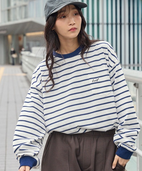 セール】【HECT】Big Border L/S Tee / ビッグシルエットボーダーロンT