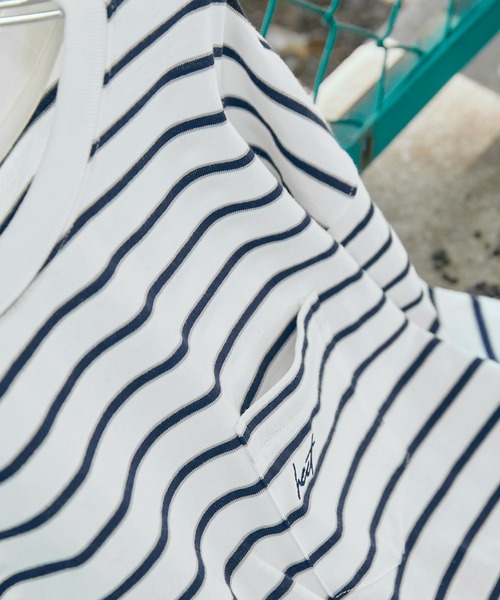 HECT（ヘクト）の「【HECT】Big Border L/S Tee / ビッグシルエットボーダーロンT（Tシャツ/カットソー・メンズ・ブラック/ネイビー/ホワイト/グリーン/ブラウン/チャコール/モカ/ブラック系/ホワイト系/ダークネイビー/ブルー/ベージュ・M/L/XL）」の20枚目の写真