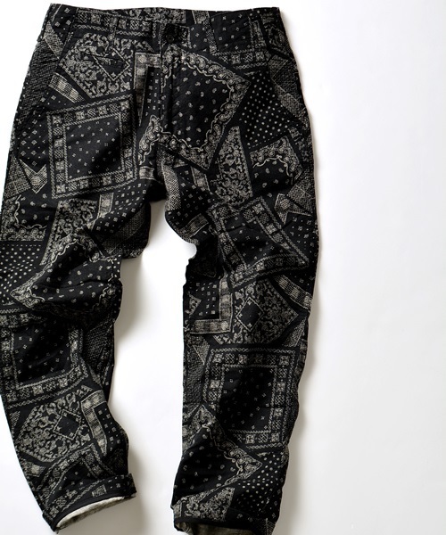 SHIPS JET BLUE（シップスジェットブルー）の「★★SHIPS JET BLUE(シップス ジェットブルー): コットン/リネン プリントクロップドパンツ（その他パンツ・メンズ・グリーン/ブラック/ネイビー・LARGE/MEDIUM/SMALL）」の2枚目の写真