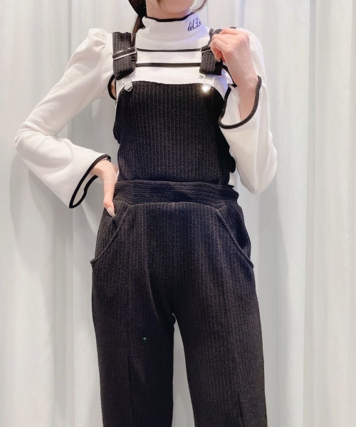 lilLilly（リルリリー）の「リブニットサロペット（つなぎ/オールインワン・レディース・ブラック/ピンク/ホワイト・FREE）」の16枚目の写真