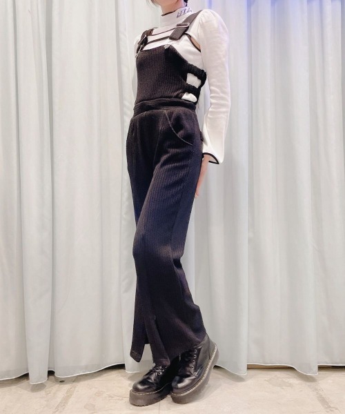 lilLilly（リルリリー）の「リブニットサロペット（つなぎ/オールインワン・レディース・ブラック/ピンク/ホワイト・FREE）」の18枚目の写真